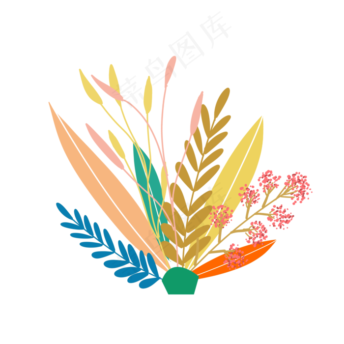 手绘卡通植物花草,免抠元素(2000X2000(DPI:300))psd模版下载