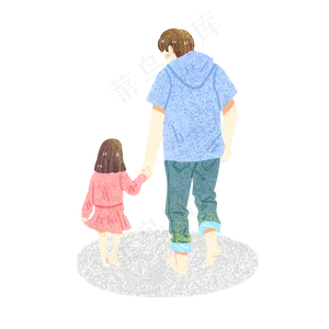 父亲节散步背影素材