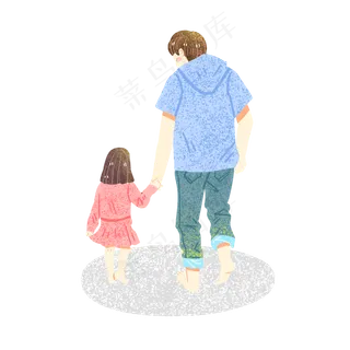 父亲节散步背影素材