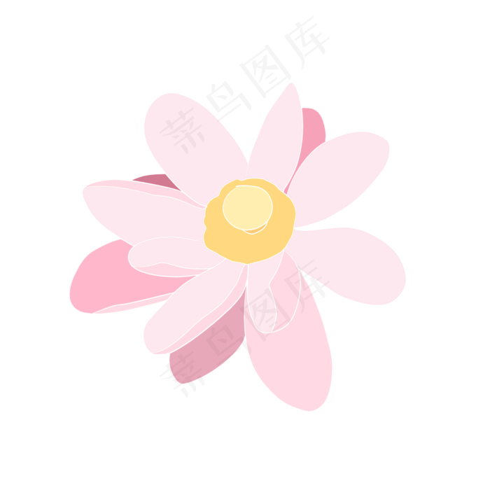 荷花扁平风水彩中国风桃花粉紫色