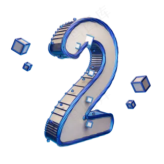 科技蓝倒计时数字2可商用