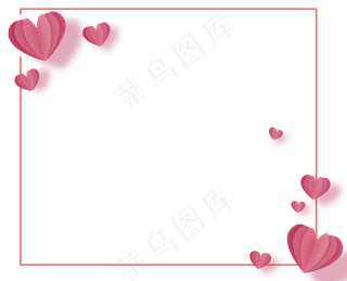 七夕情人节剪纸心型边框