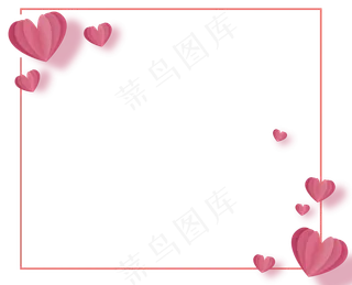 七夕情人节剪纸心型边框