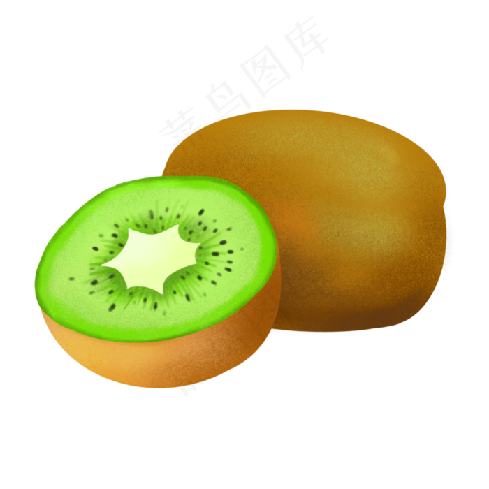 小清新水果手绘食物仿真猕猴桃(2000X2000(DPI:300))psd模版下载