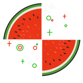 切开的西瓜水果对称摆放