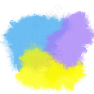 黄色紫色蓝色水彩撞色不规则湿边
