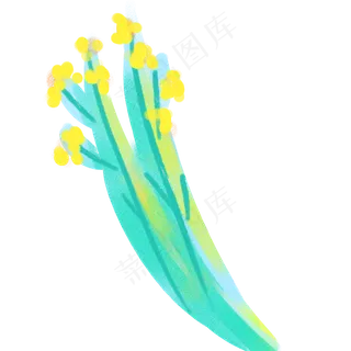 发着绿光的卡通油菜花,免抠元素
