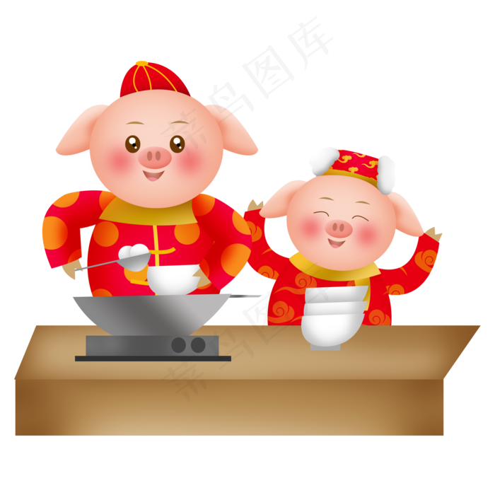 2019猪猪元宵节吃汤圆新猪猪猪年�,免抠元素