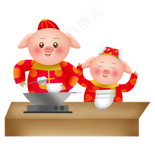 2019猪猪元宵节吃汤圆新猪猪猪年�,免抠元素