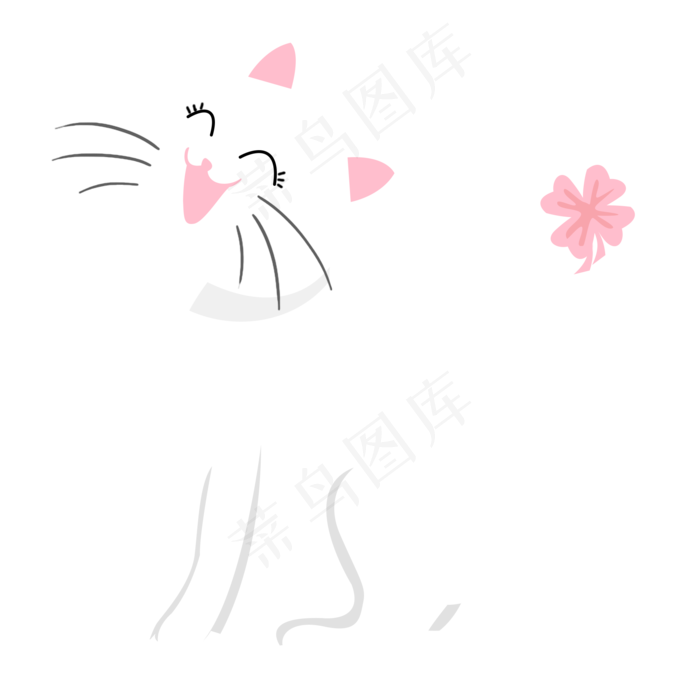 白猫可爱手绘插画psd