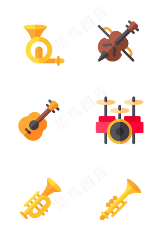 各种乐器演奏相关图标,免抠元素