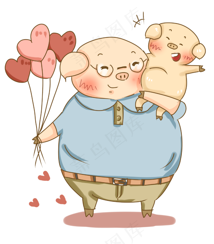 父亲节父亲与小孩一起玩耍插画P