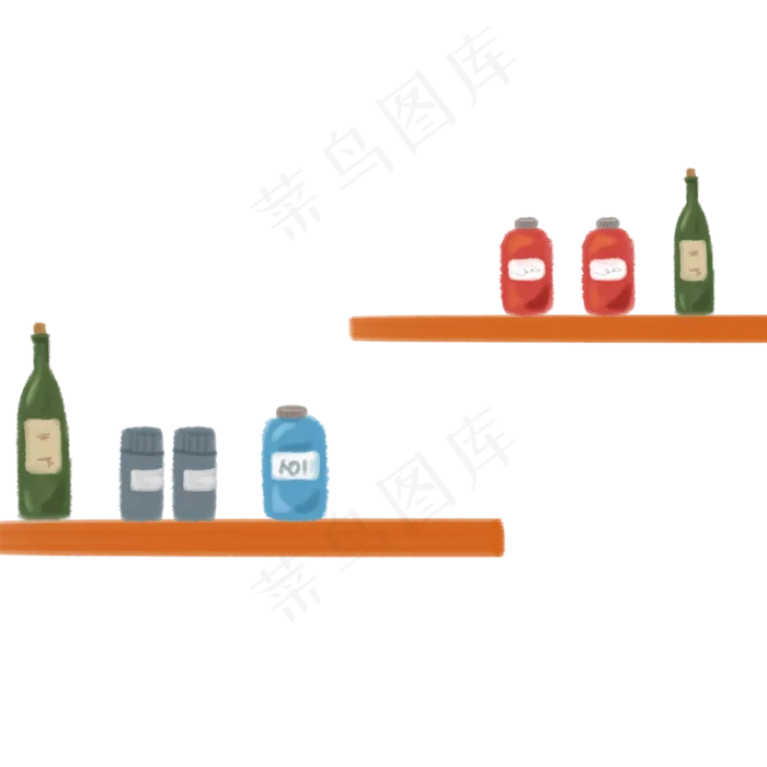 手绘小清新挂柜下载,免抠元素(2000*2000px 300 dpi )psd模版下载