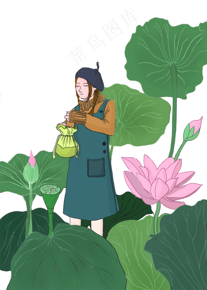绿色荷花荷叶(2000X2794(DPI:72))psd模版下载