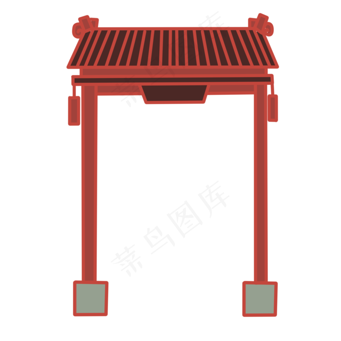 卡通中国风牌坊大门,免抠元素