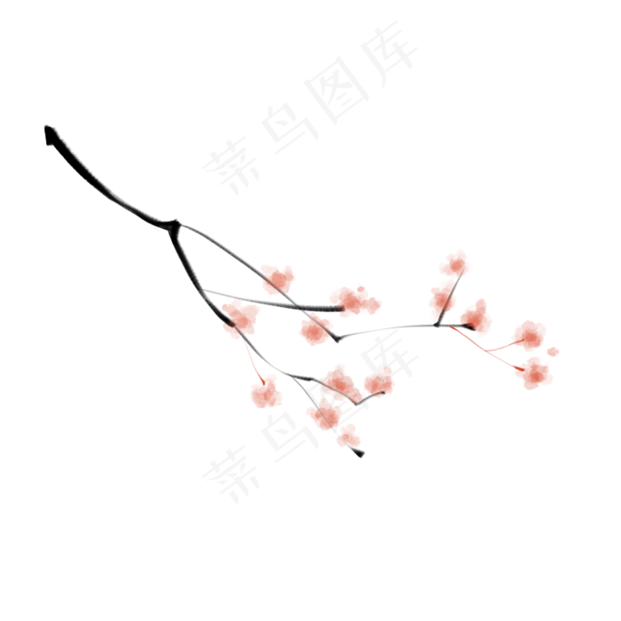 中国风水墨画梅花(2000X2000(DPI:300))psd模版下载
