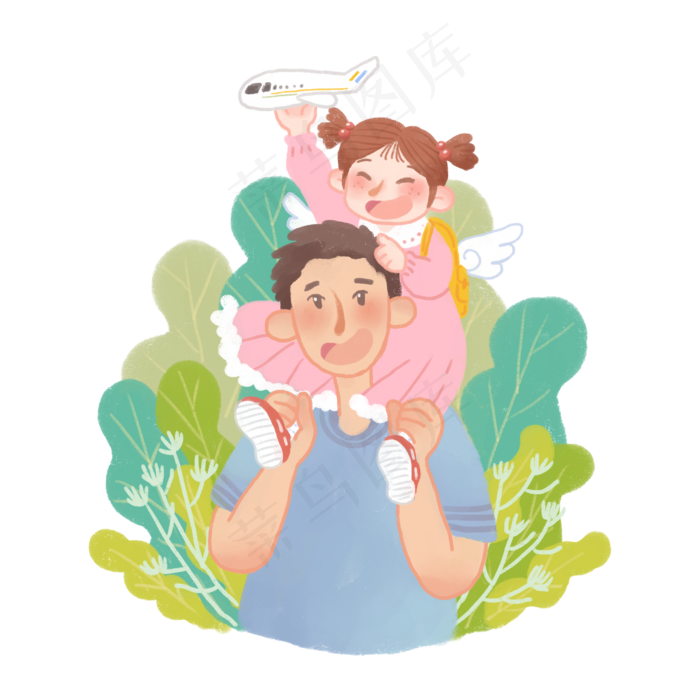 父亲节爸爸女儿举高高手绘