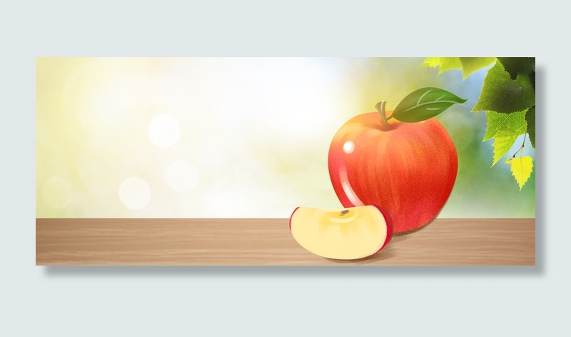 绿色清新苹果水果食品新鲜淘宝banner(1920*800px 	       )psd模版下载