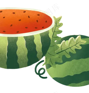 手绘卡通好吃的西瓜免扣元素