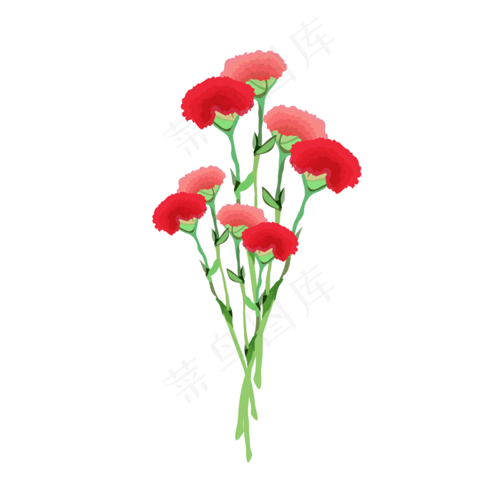 粉红手绘母亲节康乃馨免抠素材(2000*2000px 300 dpi )ai矢量模版下载