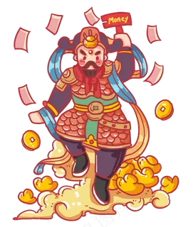 喷钱的神仙门神,免抠元素 喷钱的神仙门神,免抠元素