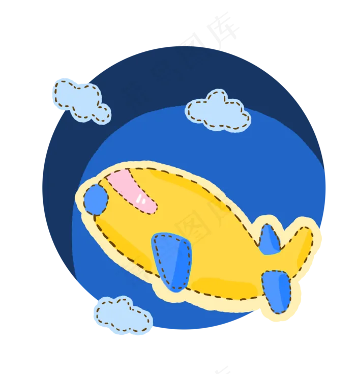 儿童节飞机卡通免扣PNG(2000X2100(DPI:300))psd模版下载