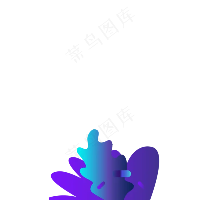 蓝色的叶子免抠图(2000X938(DPI:300))ai矢量模版下载