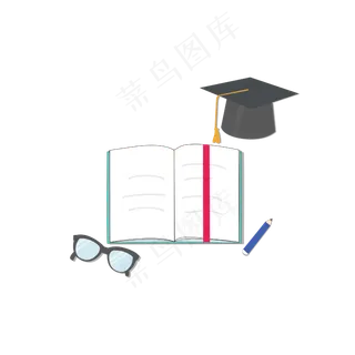 矢量手绘书本眼镜