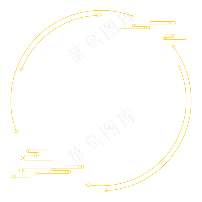 浅金色新年祥云边框,免抠元素