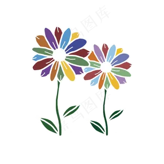 清新风卡通手绘七色花免抠元素