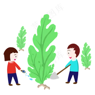 植树节种树手绘卡通形象