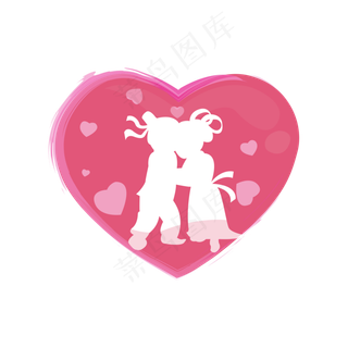 七夕情人节牛郎织女爱心矢量图,免抠元素