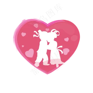 七夕情人节牛郎织女爱心矢量图,免抠元素