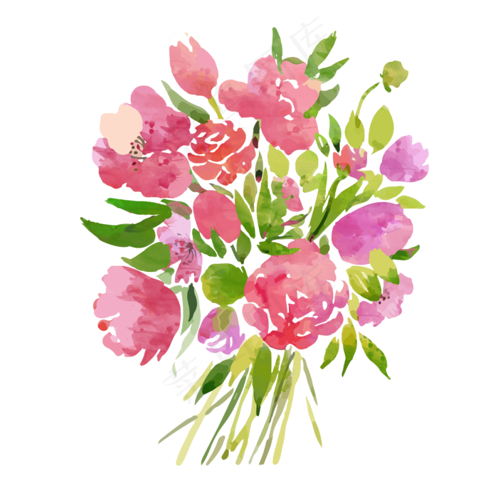 小清新漂亮水彩花朵