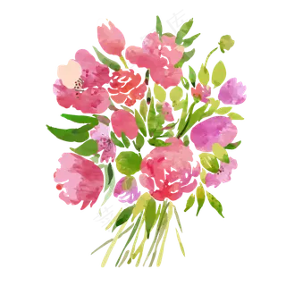 小清新漂亮水彩花朵