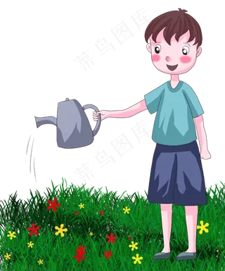 可爱植树节卡通元素