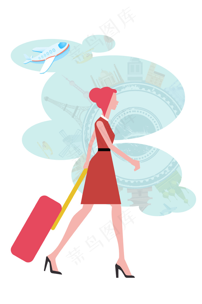 旅行美女矢量背景