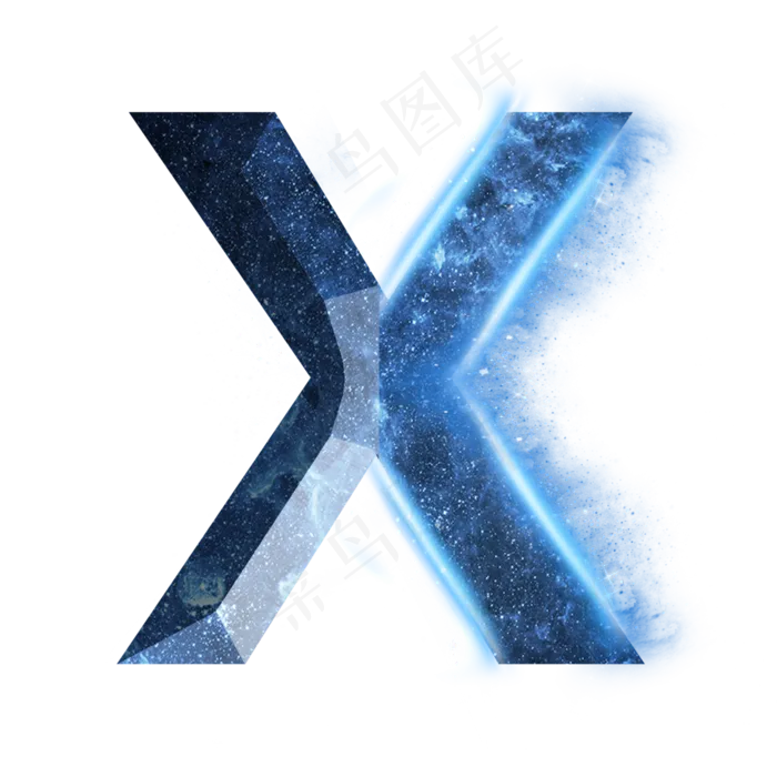炫酷蓝色星空星辰字母X(3000X3000(DPI:300))psd模版下载