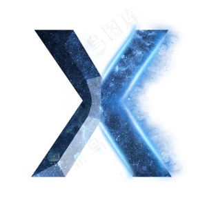 炫酷蓝色星空星辰字母X