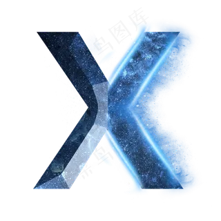 炫酷蓝色星空星辰字母X