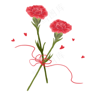 卡通手绘温馨母爱花朵之爱心康乃