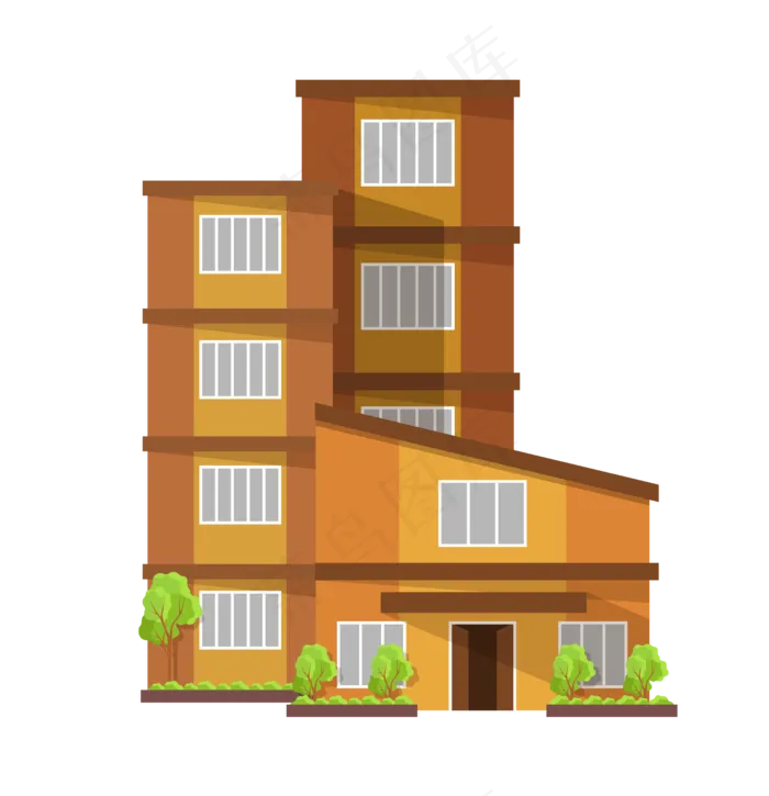 住宅楼2.5D立体建筑,免抠元素