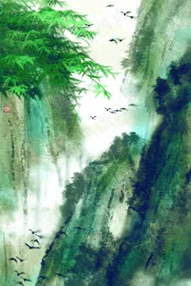 中国风水墨古风玩转国潮夏至竹叶山水 中国风水墨古风玩转国潮夏至竹叶山水