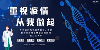 重视疫情防控病毒医生蓝色科技展板