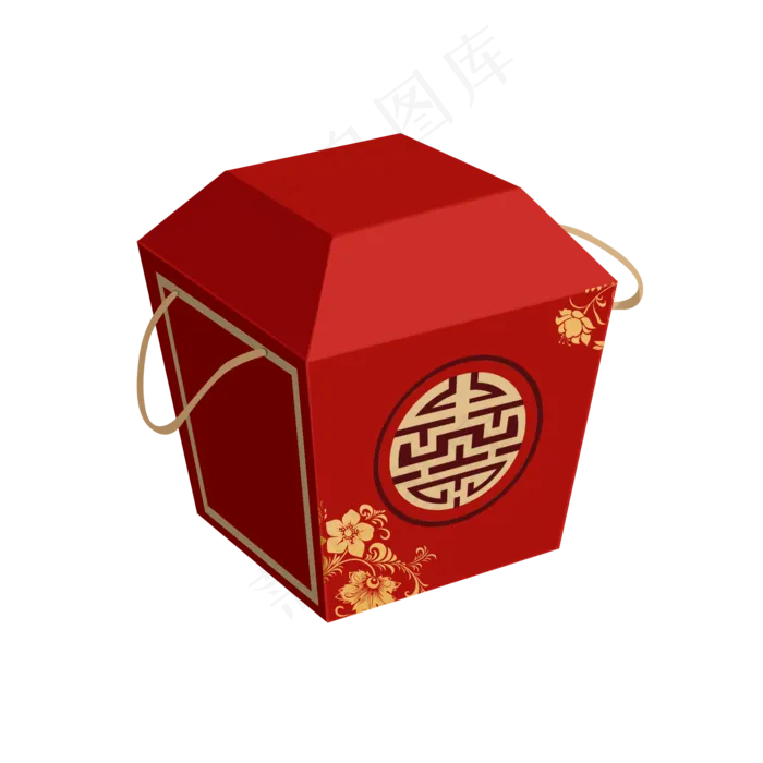 方形盒子红色礼盒PSD透明底,免抠元素(2000X2000(DPI:72))psd模版下载