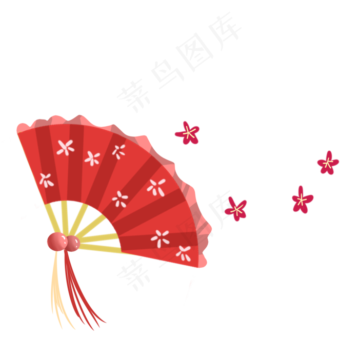 手绘梅花折扇,免抠元素(2000*2000px 300 dpi )psd模版下载