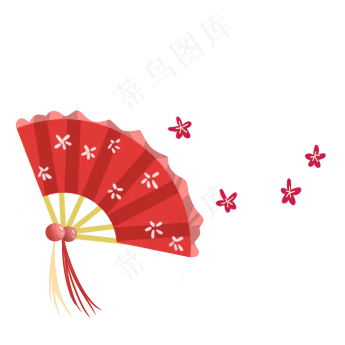 手绘梅花折扇,免抠元素(2000*2000px 300 dpi )psd模版下载