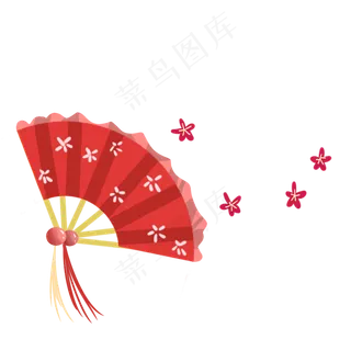手绘梅花折扇,免抠元素