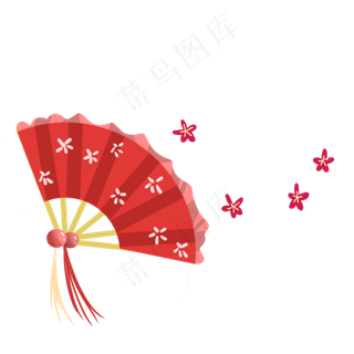 手绘梅花折扇,免抠元素