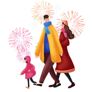 手绘过年烟花png图,免抠元素